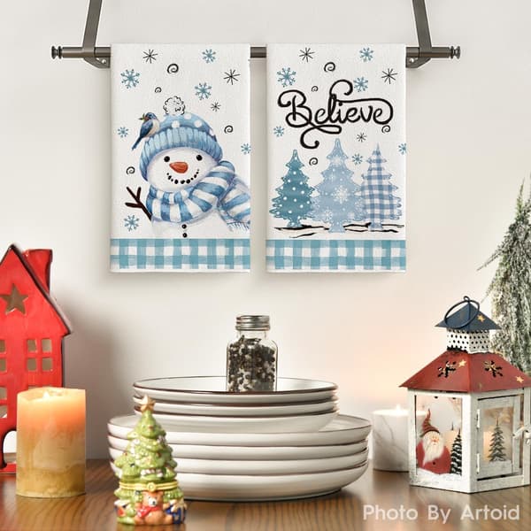 2-delat set med julmönstrade diskhanddukar, 40 x 60 cm disktrasor – Stil 54