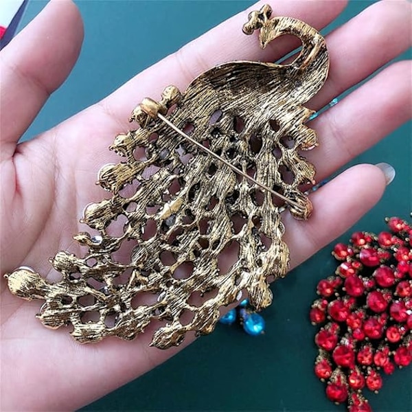 Rhinestone Peacock Brosch Nål för Kvinnor Flickor Mode Utsökt E