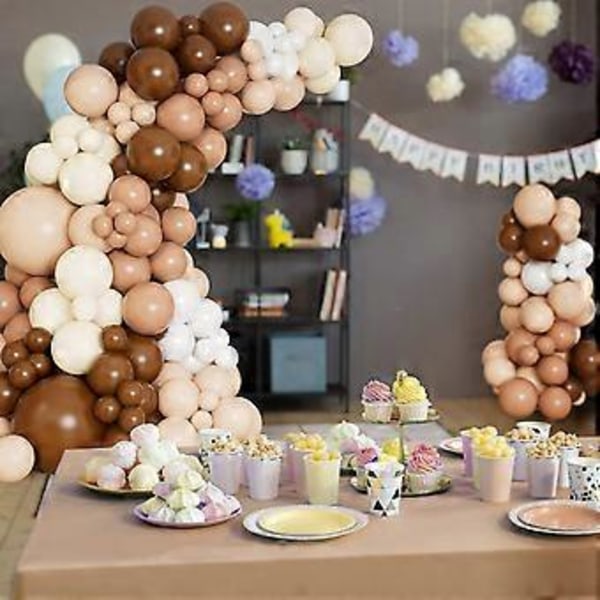 138-dels Brun Ballongirlangbåge-kit med Olika Storlekar Naken Kaffe Brun Elfenben Vit Boho Tan Neutrala Ballonger för Skog Teddybjörn Baby Shower