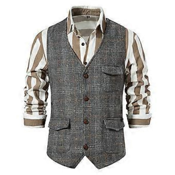 Vintage Herre Vestdress, Stor Vest (XL Grå)
