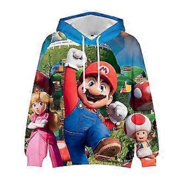 Super Mario Bros Film Grafisk Print Børne Hættetrøje Afslappet Snøre Hættetrøjer Pullover Toppe Gave Til Fans (6-7 År C)