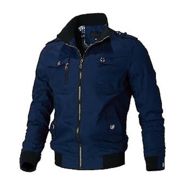 Militär Mode Casual Jacka Män Våren Hösten Utomhus Andningsbar Taktisk Vindjacka Piloter Vindtät Bomber Kläder (blå M)