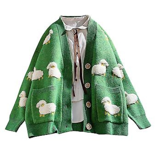 Kvinnors avslappnade långärmad randig lapptäcke lång kofta toppar blus kappa (Grön)