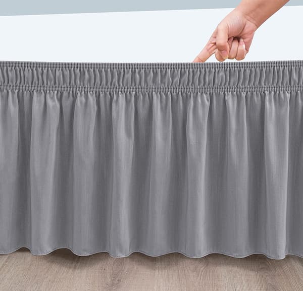 (Dubbel 150 x 200 40 cm, Grå) Sängkjol Volang Sängkjol Robust och Elastisk Sängbasöverdrag Wrap-ar
