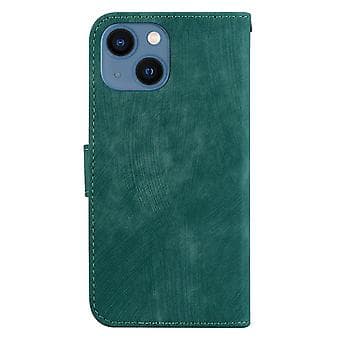 Præget Læderetui Til iPhone 15 (Grøn)