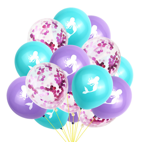 15 stk havfrueballonger med latekskonfettiballonger, lys P