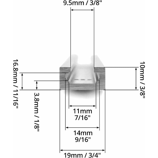 300mm Aluminium T-spår T-spår, Gehrung T-spår för Bordsåg, Fräs