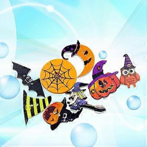 100 stk. 2-Hulls Halloween Kostyme Tresømknapper Maleri Dekorative Knapper for Sying DIY Håndverk