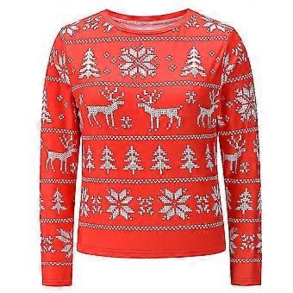 Jul Älgtryck Långärmad Topp Lös T-shirt från Amazon Independent för mode damkläder (L)