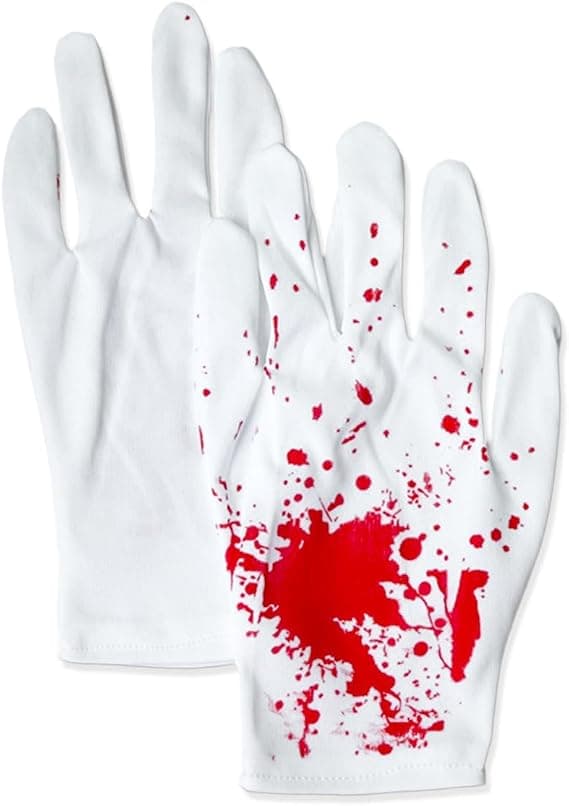 Halloween Blodstänkta Kostymhandskar, Vit Polyester, Vuxenstorlekar