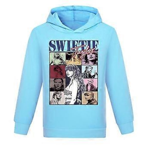 Pop Taylor Swiftie Hoodie Tröja med huva Barn Pojkar Flickor Långärmad Pullover Jumper Vardagliga Toppar Julklapp -NMAOV(7-8 År Ljusblå)
