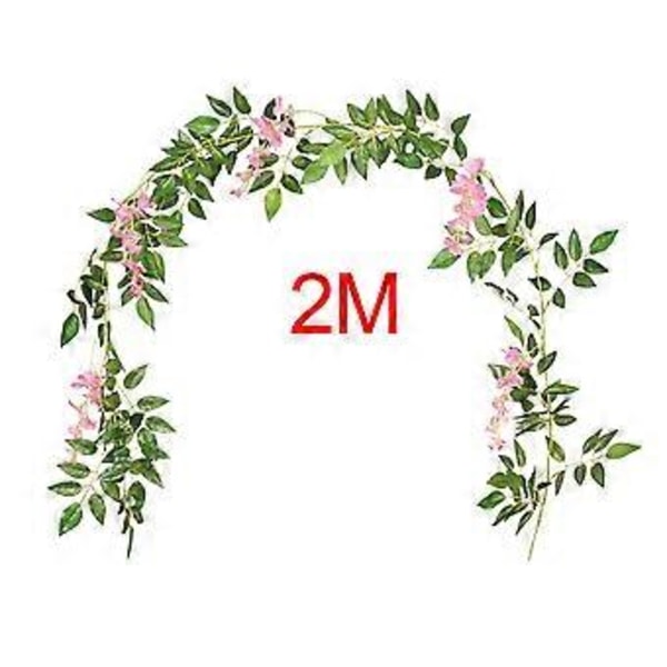 Kunstig Vin Blomsterguirlande Falske Bladplanter Vin til Bryllupsbord Blomsterarrangement Bryllup, 200 cm Lang (Pink)