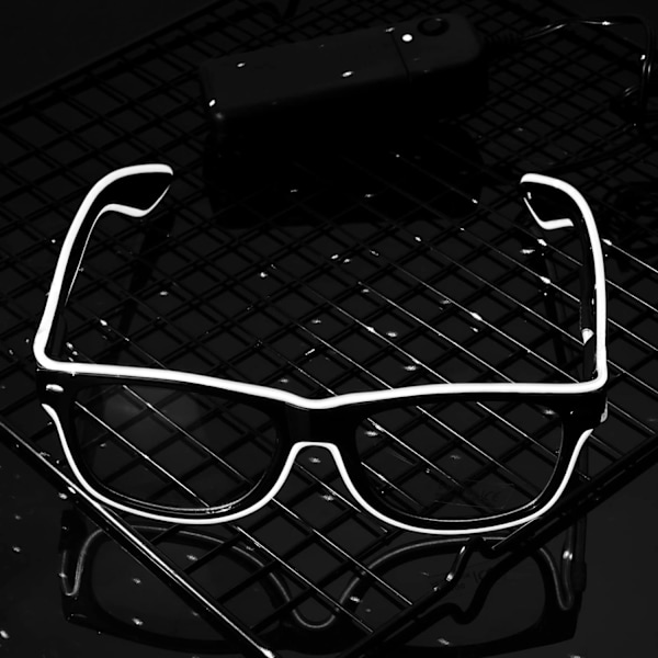(Hvit) Lysende briller, futuristiske LED-festbriller, EL-tråd neonlys G