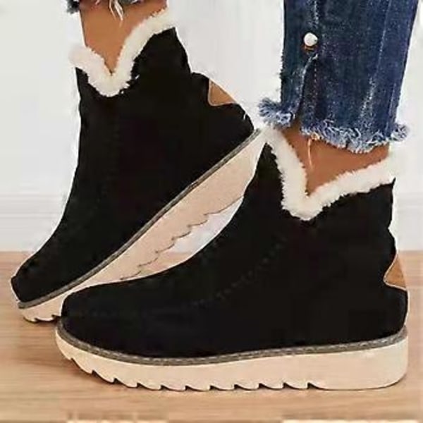 1 par klassiske skridsikre ankel Uggs til kvinder, sort bomuld, 1 par varme sne støvler med microfleece foring (38 sort)