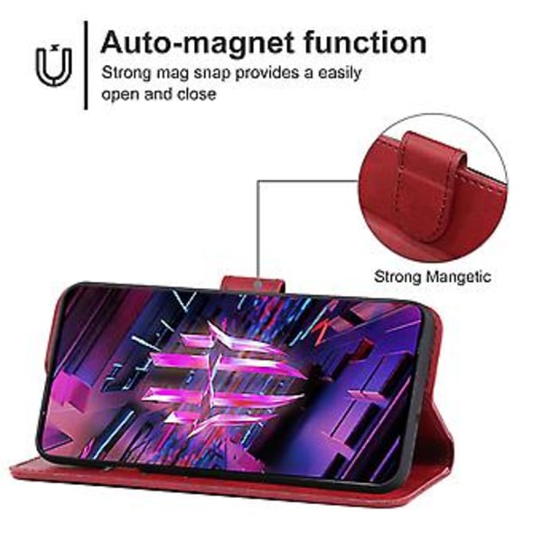 Læder Telefon Case til ZTE Nubia Red Magic 7S (Rød)