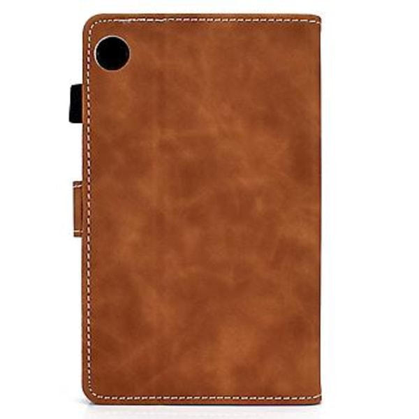 Lehmännahka-tekstuurista PU-tablettikuori Samsung Galaxy Tab A9+:lle (Ruskea)