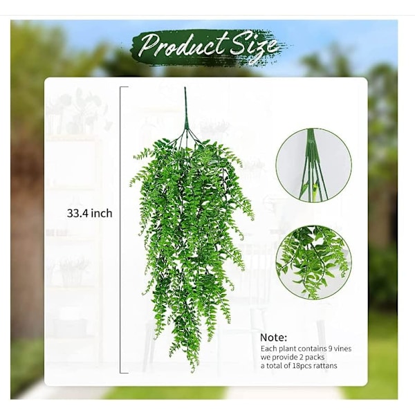 2 st konstgjorda växter Boston Fern, konstgjorda konstgjorda växter