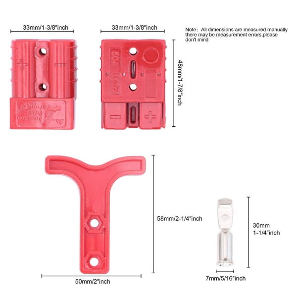 50A Battery Connector 600V Battery Quick Connect Battery Quick Disconnect for Car Van Motorcycle Mod