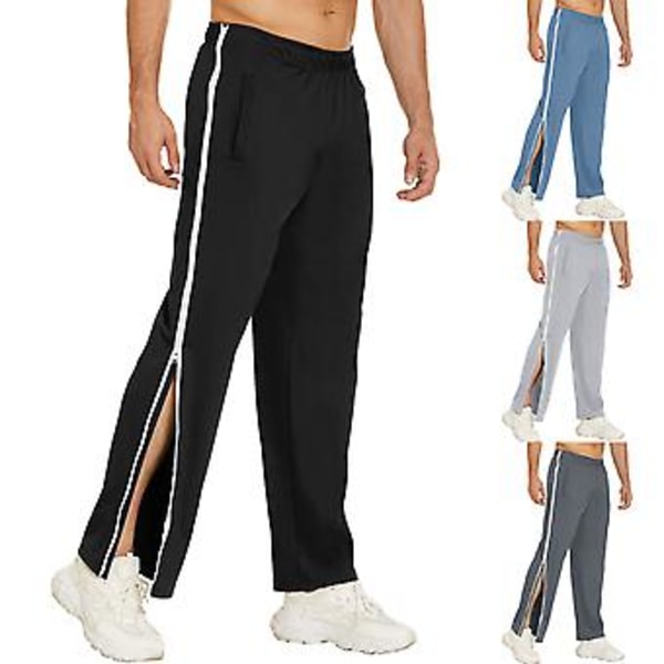 Miesten Sweatpants - Keskikohoinen Vyötärö, Joustava Vyötärönauha, Taskut, Väriyhdistelmä, Leveät Lahkeet, Sivuvetoketju, Irrotettava Koripallohousut (3XL Vaaleanharmaa)