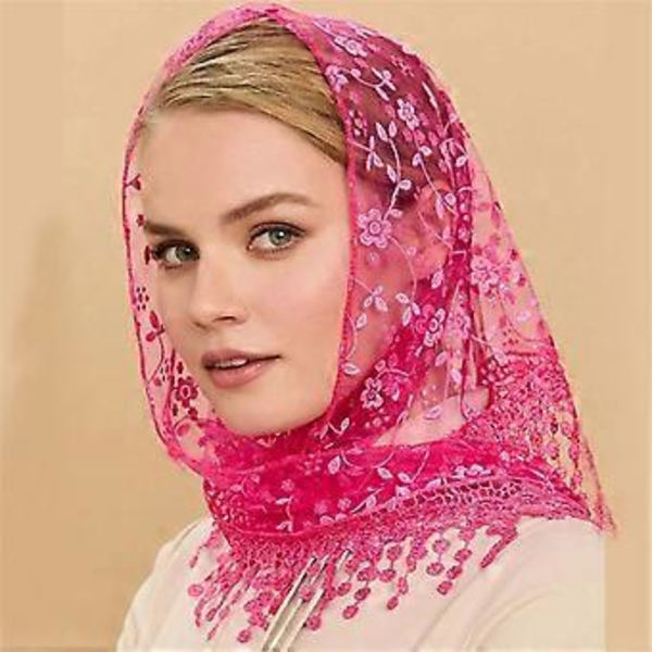 Blondeblomst Hovedtørklæder Kvaster Gennemsigtig Hovedbeklædning til Strandferie og Udendørs Aktiviteter Kvinder Party Bandanas Sjal Wrap Sort (Sort)