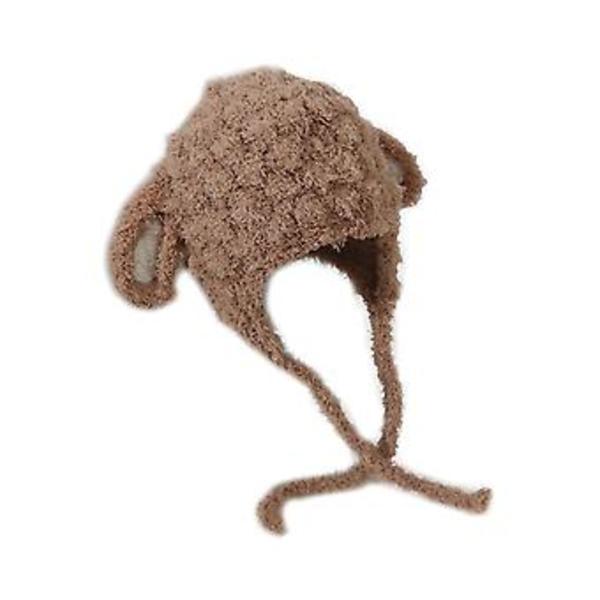 Blød Strikket Uldblød Babybørn Hat Sød Øre Til Beskyttelse Bonnet Vinter Varmt Tykk Beanie Cap Til Nyfødte Spædbørn Gaver ( Kaffe)