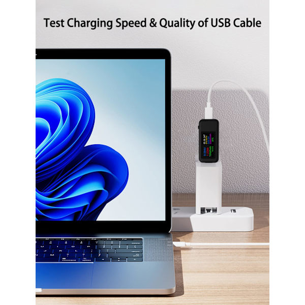 USB-C Strømspenningsmåler Digitalt Multimeter LCD USB Meter Vol