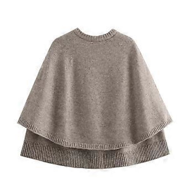 Fashionabel Mångsidig Rundhalsad Stickad Kappa för Kvinnor (L Grön)