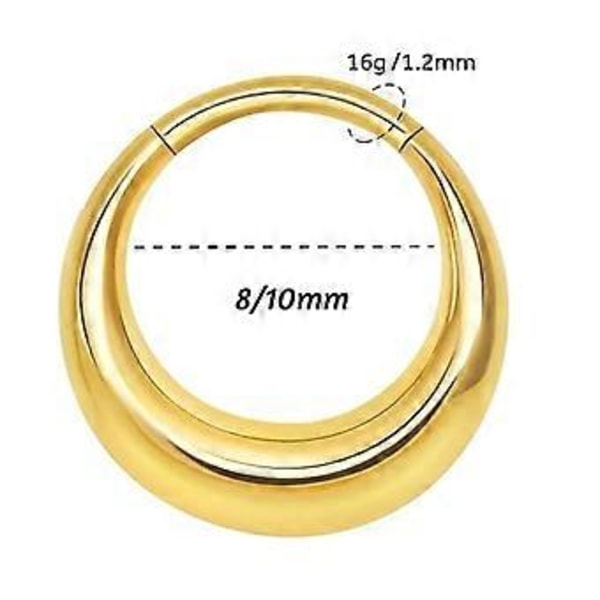 Chic Rostfritt Stål Segment Näsa Brosk Hoop Eleganta Näsringar Trendig Näsring för Fest Bröllop Daglig Användning(1.2 8mm Guld)