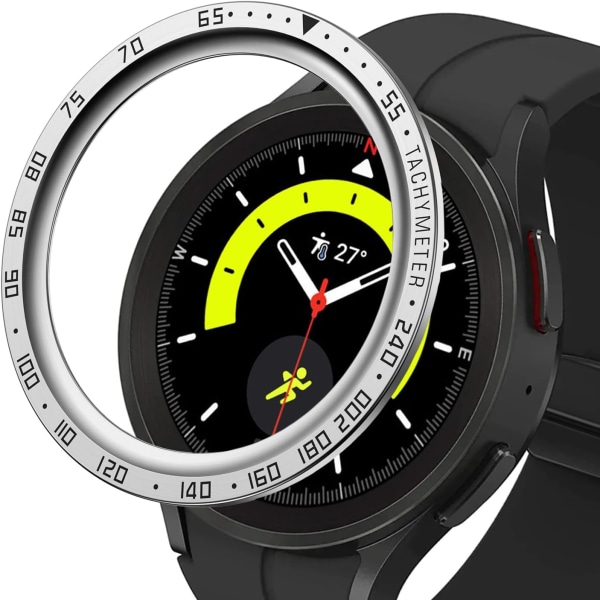 Metalring kompatibel med Samsung Galaxy Watch 5 Pro 45 mm, anti-ridse klæbende rustfrit stål ind