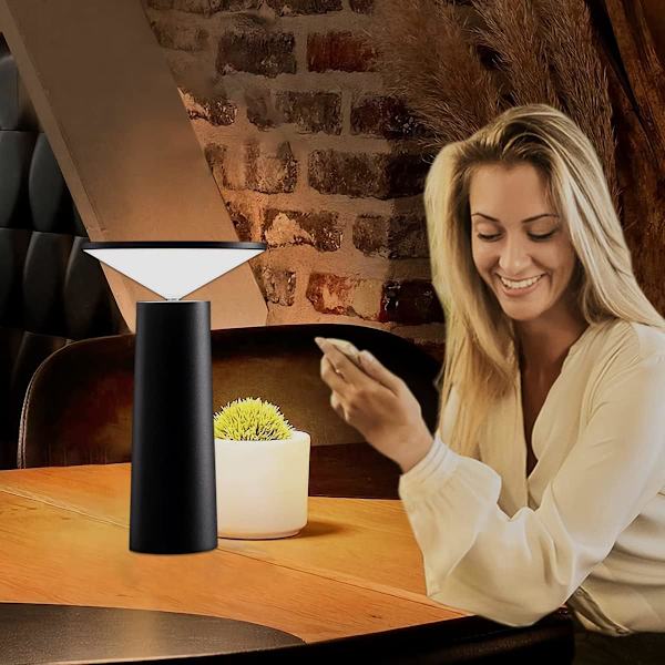 Trådløs bordlampe, USB-oppladbar skrivebordslampe, trådløs dimbar