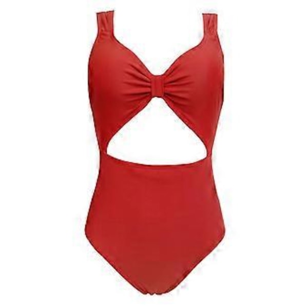 Højtaljet damebadedragt, sexet, et-delt, kvinder, udhulet, stropper, rygfri badedragt, trykt bikini badetøj, rød XXL(XXL Rød)