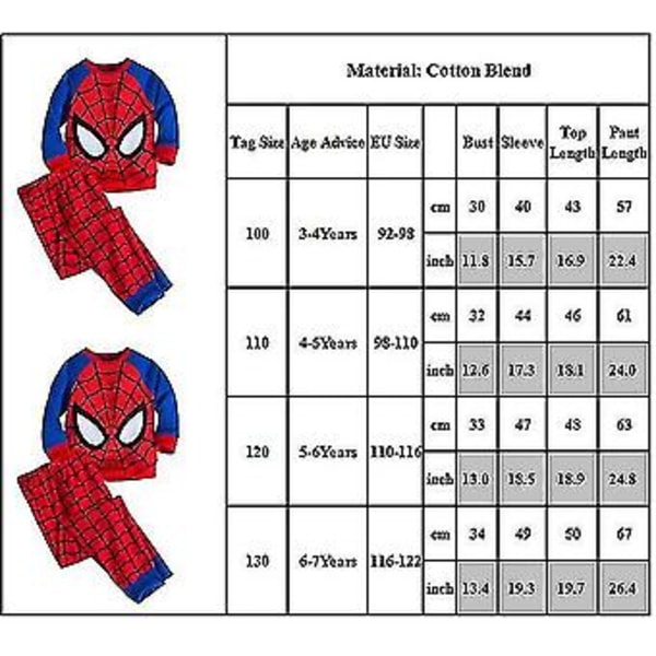 Drengenes Spider-Man Pyjamasæt Sovebeklædning Natbeklædning Pyjamas Pjs Nyhed Spiderman Outfits 3-7 År (5-6 År)