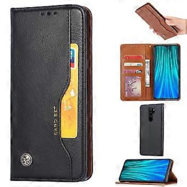 Auto-absorberende Læder Pung Etui til Xiaomi Redmi Note 8 Pro