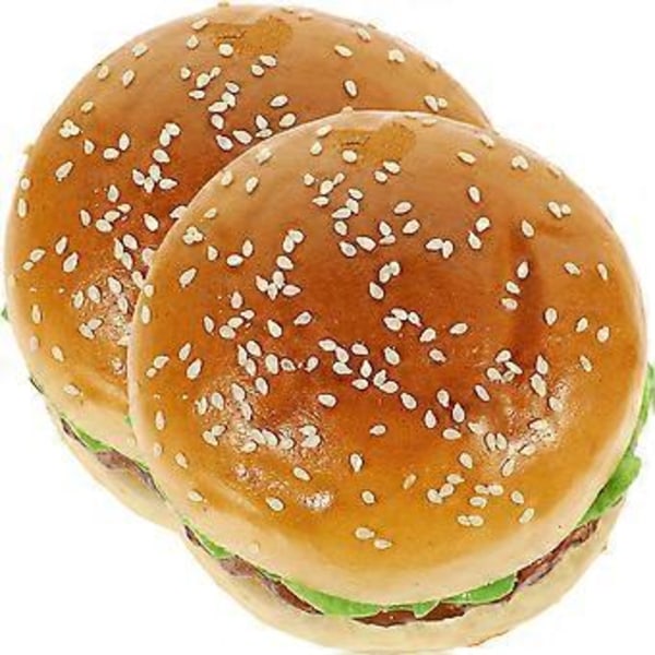 2 st Simuleringsmodell av Falsk Hamburgare, Konstgjord Hamburgarmodell för Visning, Konstgjord Brödmodell