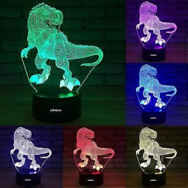 Dinosaurie Leksaker 3D Nattlampa för Pojkar med Timer Fjärrkontroll & Smart Touch 7 Färger Bytbar Dimbar TRex Leksak 1 2 3 4 5 6 7 8 9 10 År Gammal Pojkpresent