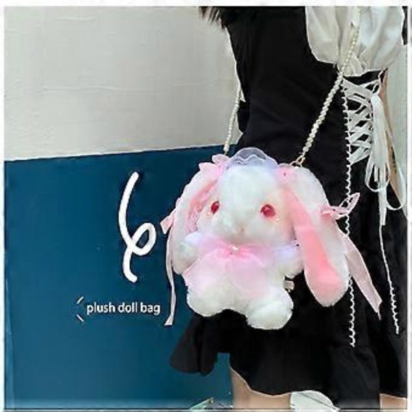 Lolita Kanin Plysch Axelväska för Flickor, Japansk JK Stil, Söt Kanindocka Messenger Väska (kedjebälte Lila)