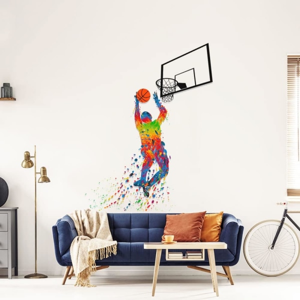 Basketboll Väggdekaler, Basketbollspelare Dunk Dekal, Inspirerande Självhäftande Väggdekal för Pojke
