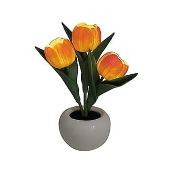 Ny LED Tulip Nattlys Simuleringsblomst Bordlampe Atmosfære Lampe Hjemmeinnredning (Oransje)