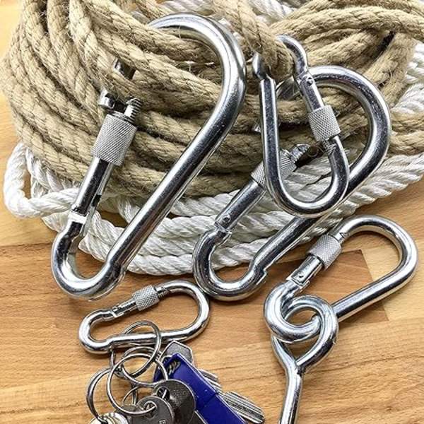2 st automatiska låsande karbinhakar, 12KN 1200 kg hållbar D-ring Cara
