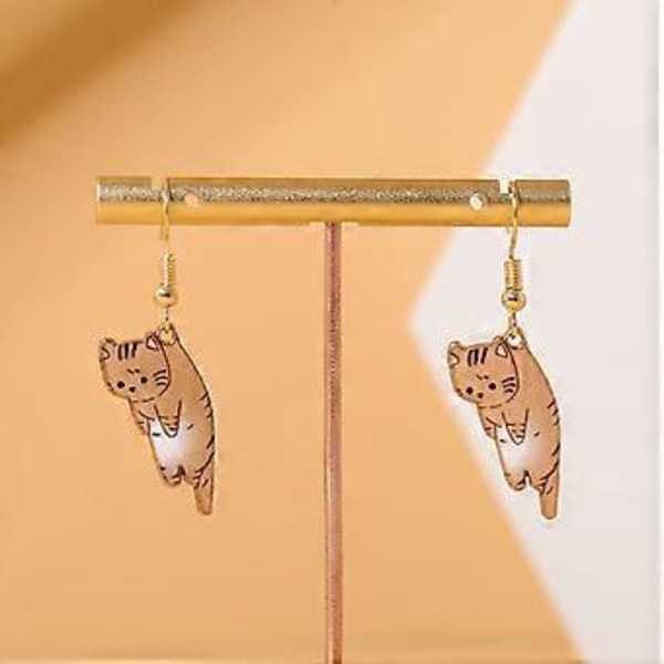Kattörhängen för kvinnor, söta och trendiga, kattmotiv, födelsedagspresent (B liten grå katt)