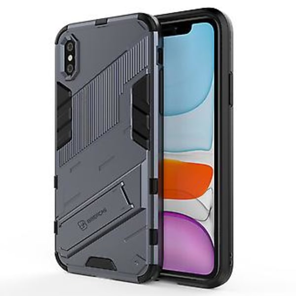 PC + TPU iskunkestävä kotelo iPhone X / XS:lle (Harmaa)