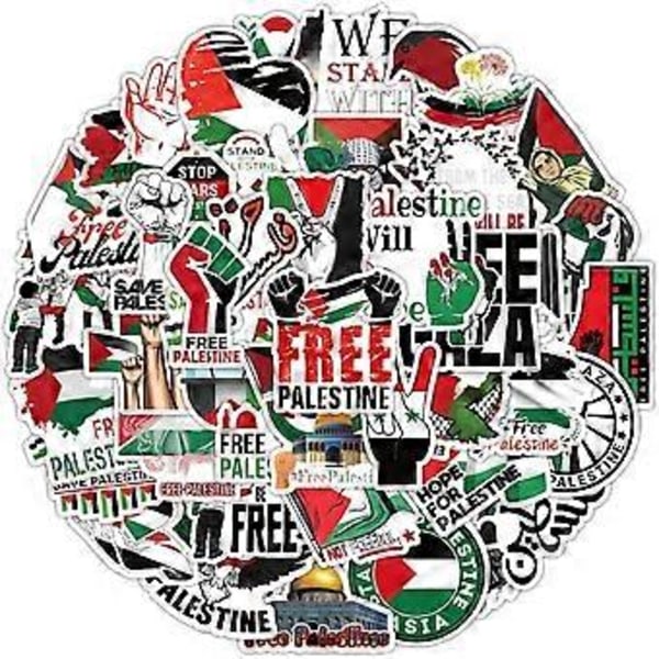 50 st fria Palestina-klistermärken, coola fria Palestina-klistermärken, vattentäta vinyldekaler för tonåringar vuxna bärbara datorer vattenflaskor telefon skateboard Lu