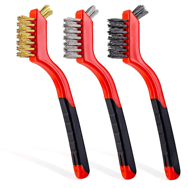 Wire Brush Sæt 3stk - Nylon/Messing/Rustfrit Stål Børster med C