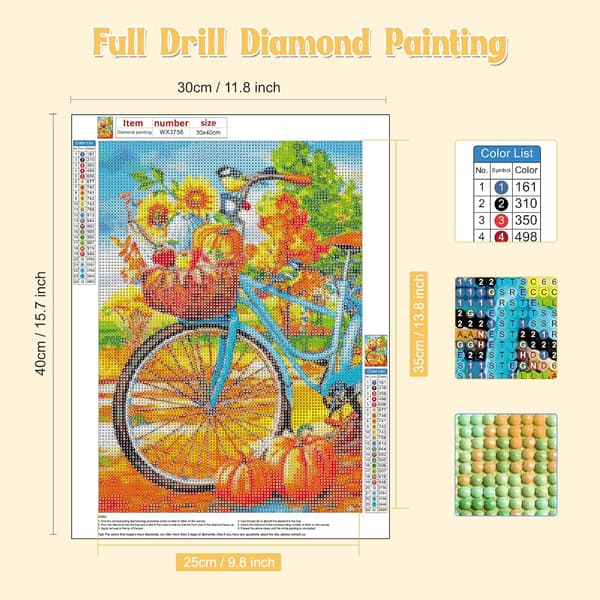 30x40cm Diamantmålning för vuxna, full drill höst Pu
