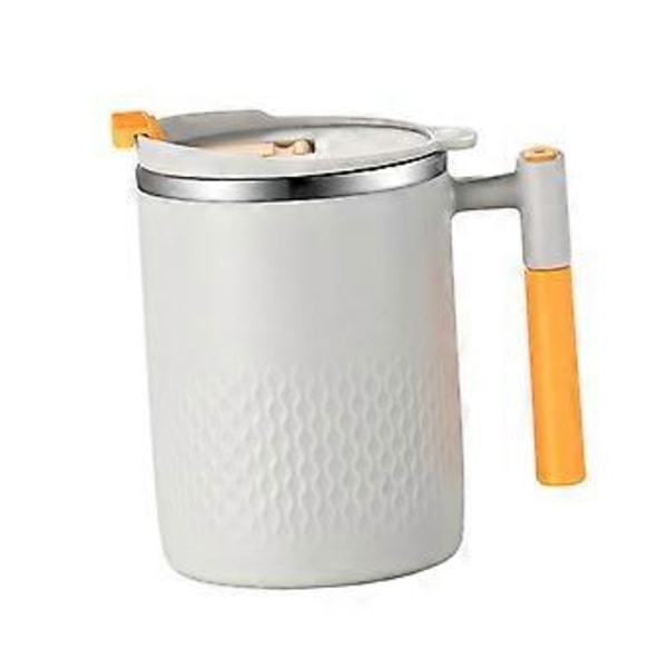 Kaffekopp med Håndtak Drikkekopp 400 ml Vannflaske Praktisk Rustfritt Stål Isolert Kopp Termokopp for Lounge Piknik (Lysegrå)