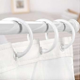 Duschdraperiringar - 12-pack - Plastduschdraperikrokar O-formade ringar glider lätt på duschstången (vit)