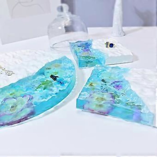 Vandbølge Bordplade Bakke Let Slip Silikoneform Epoxy Resin Form til Smykkefremstilling Boligindretning Form (rund)