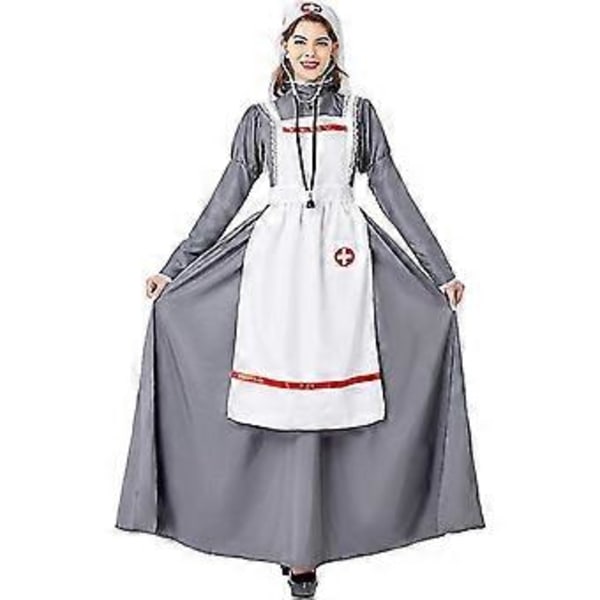 Medeltida Medicinsk Uniform Sjuksköterska Kostym Cosplay Damdräkt För Halloween (L)