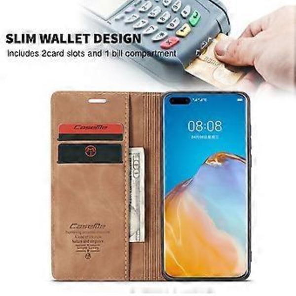 CASEME 013-serie för Huawei P40 Pro Vikbart Stativ PU Läderfodral Plånboksmobilfodral (Stil D)