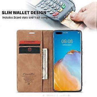 CASEME 013-serien för Huawei P40 Pro Vikbart stativ PU-läderfodral Plånboksfodral (Stil D)